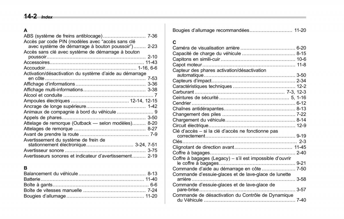 Subaru Outback Legacy V 5 manuel du proprietaire / page 619