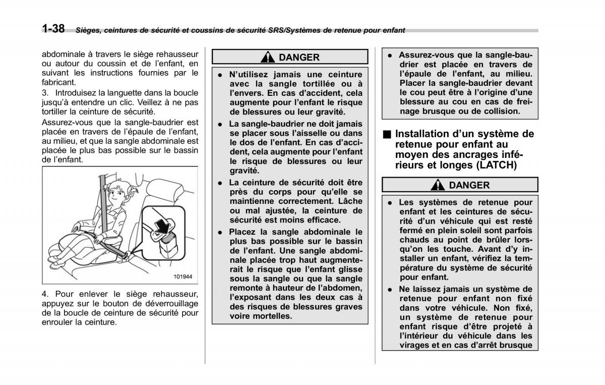 Subaru Outback Legacy V 5 manuel du proprietaire / page 69