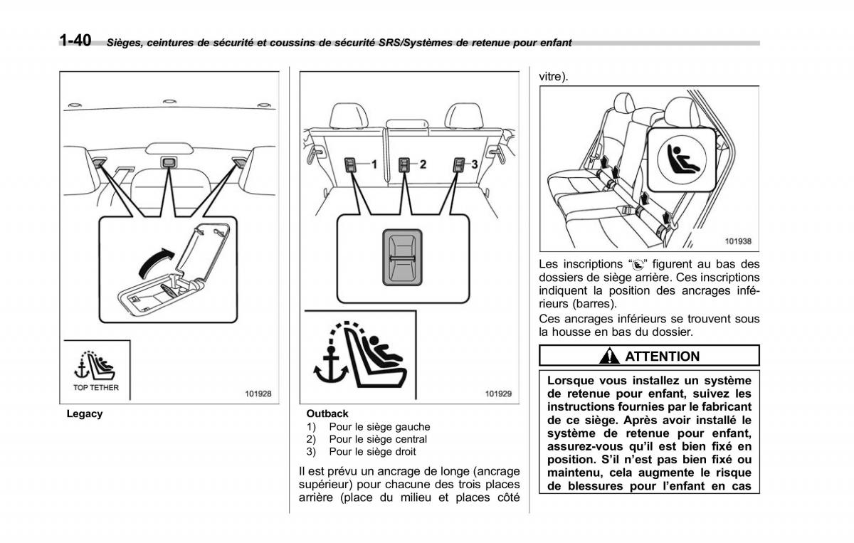 Subaru Outback Legacy V 5 manuel du proprietaire / page 71