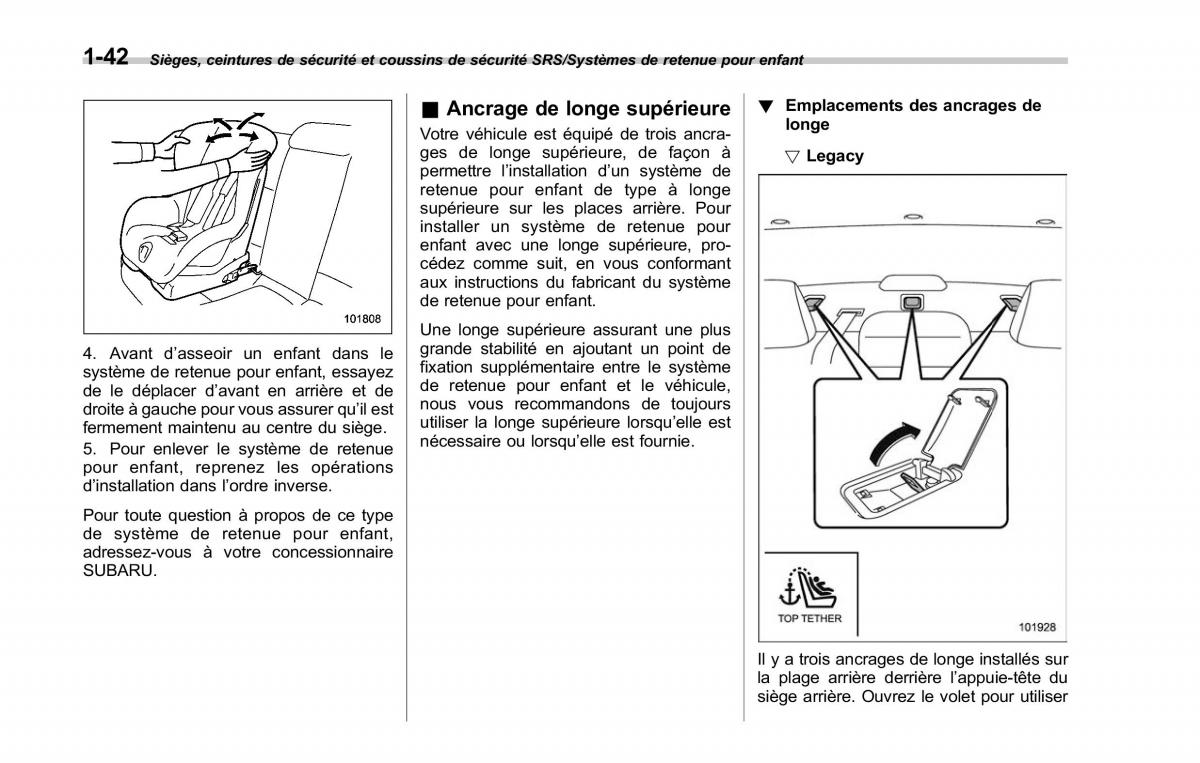 Subaru Outback Legacy V 5 manuel du proprietaire / page 73