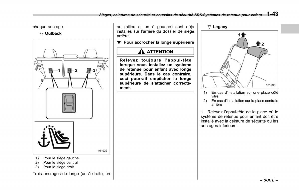 Subaru Outback Legacy V 5 manuel du proprietaire / page 74