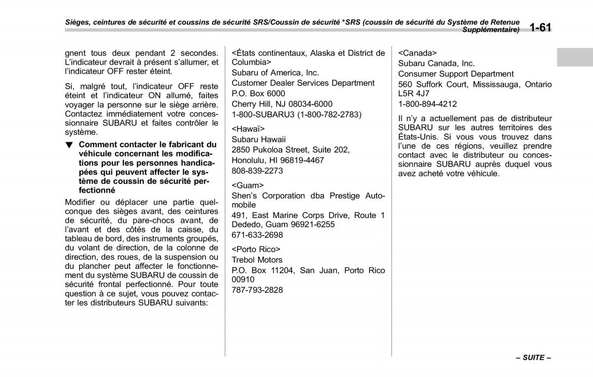 Subaru Outback Legacy V 5 manuel du proprietaire / page 92