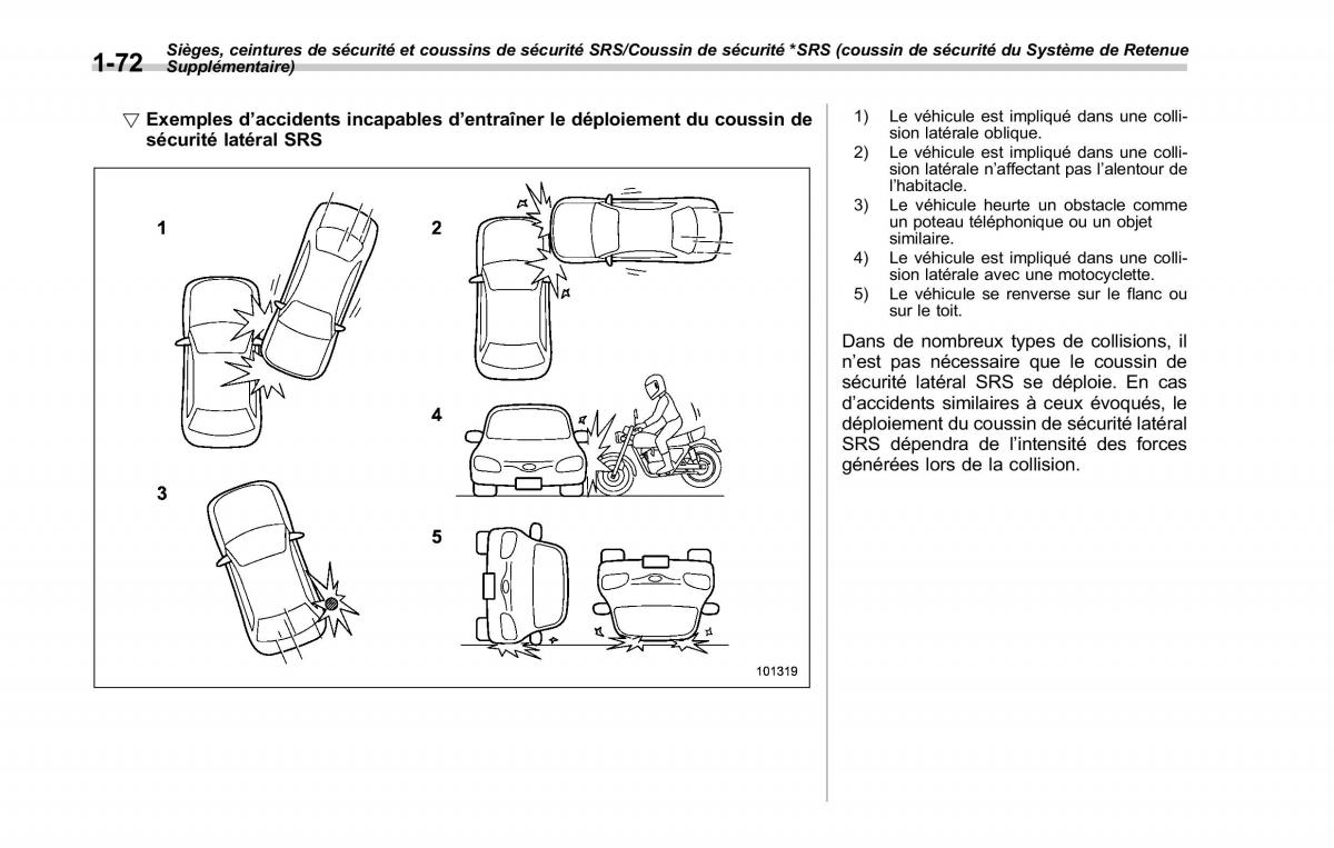 Subaru Outback Legacy V 5 manuel du proprietaire / page 103