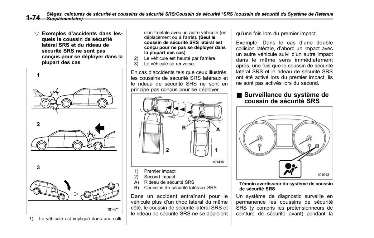 Subaru Outback Legacy V 5 manuel du proprietaire / page 105