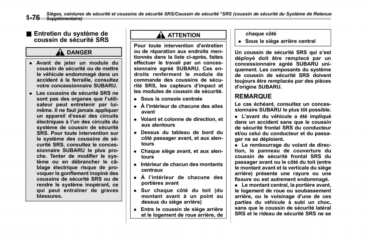 Subaru Outback Legacy V 5 manuel du proprietaire / page 107