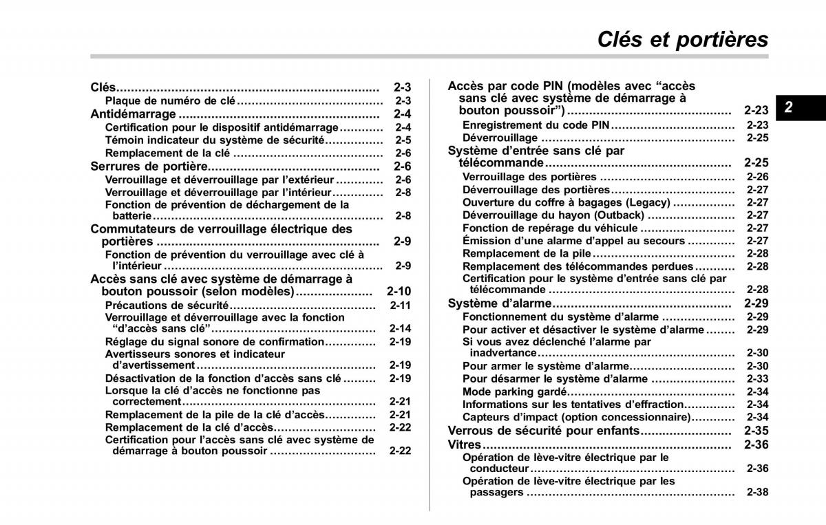 Subaru Outback Legacy V 5 manuel du proprietaire / page 110