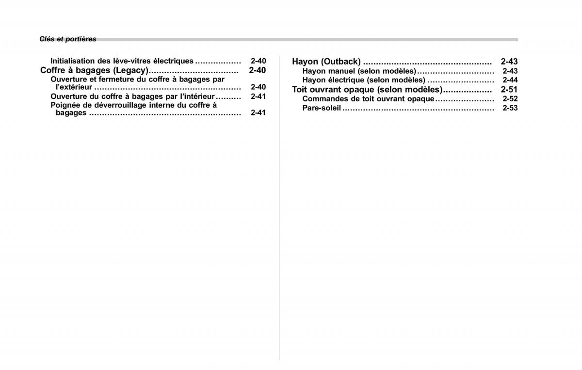 Subaru Outback Legacy V 5 manuel du proprietaire / page 111