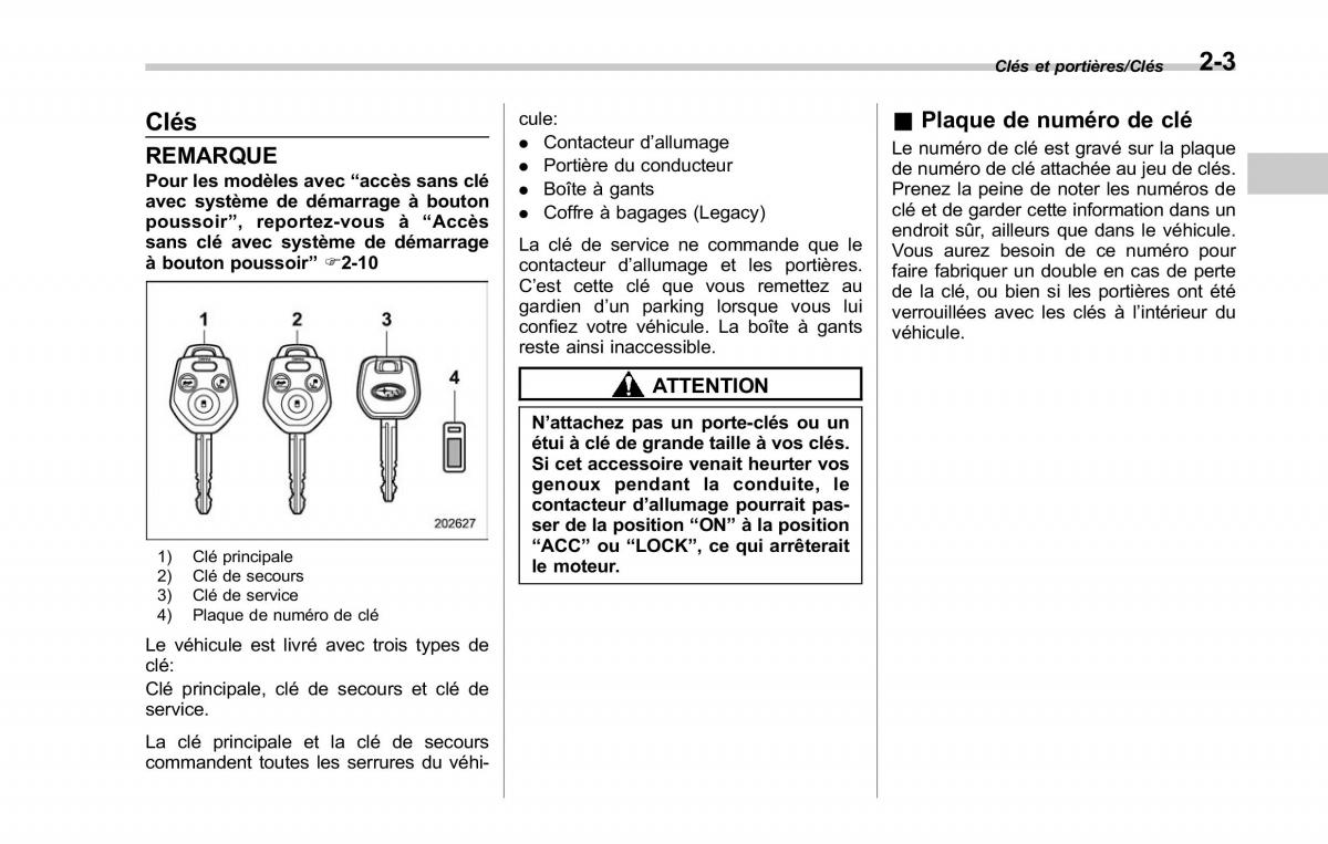 Subaru Outback Legacy V 5 manuel du proprietaire / page 112