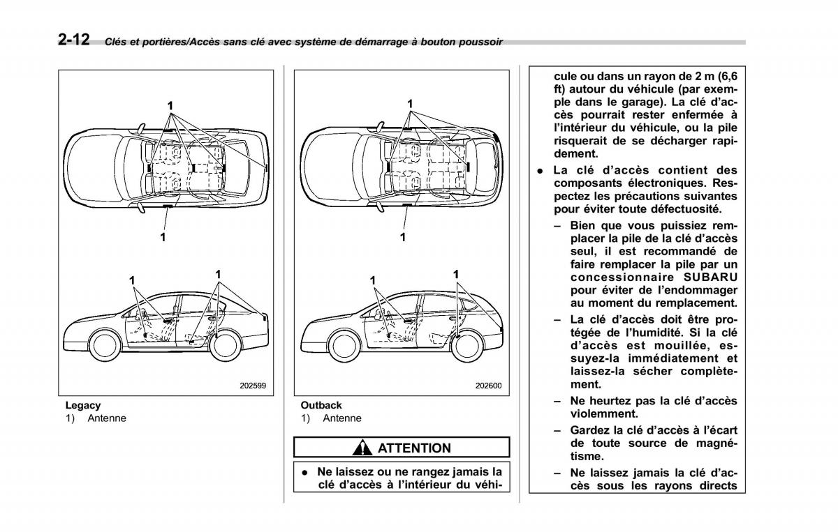 Subaru Outback Legacy V 5 manuel du proprietaire / page 121