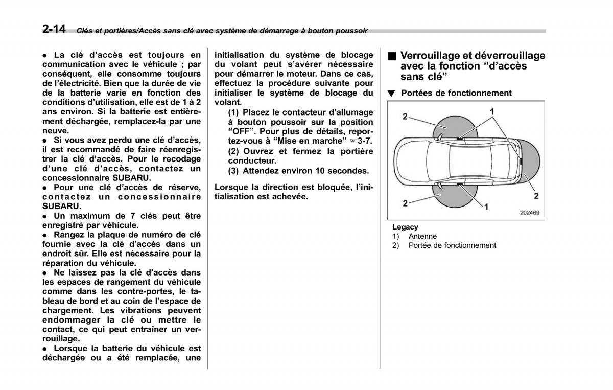 Subaru Outback Legacy V 5 manuel du proprietaire / page 123