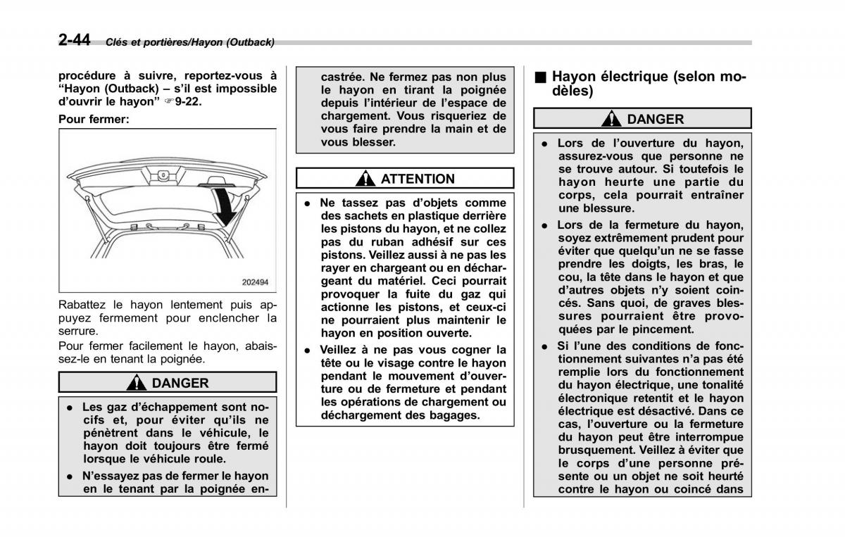 Subaru Outback Legacy V 5 manuel du proprietaire / page 153