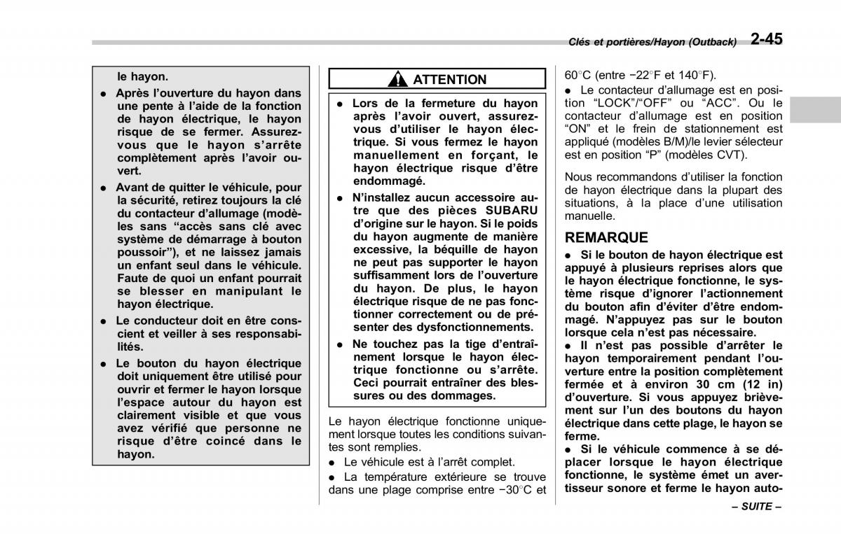 Subaru Outback Legacy V 5 manuel du proprietaire / page 154