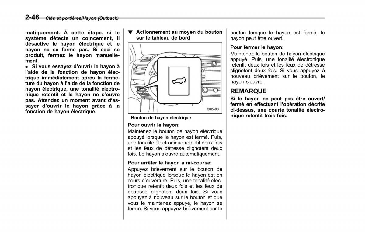 Subaru Outback Legacy V 5 manuel du proprietaire / page 155