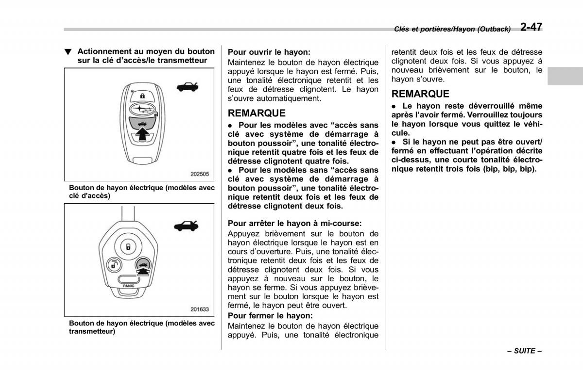 Subaru Outback Legacy V 5 manuel du proprietaire / page 156