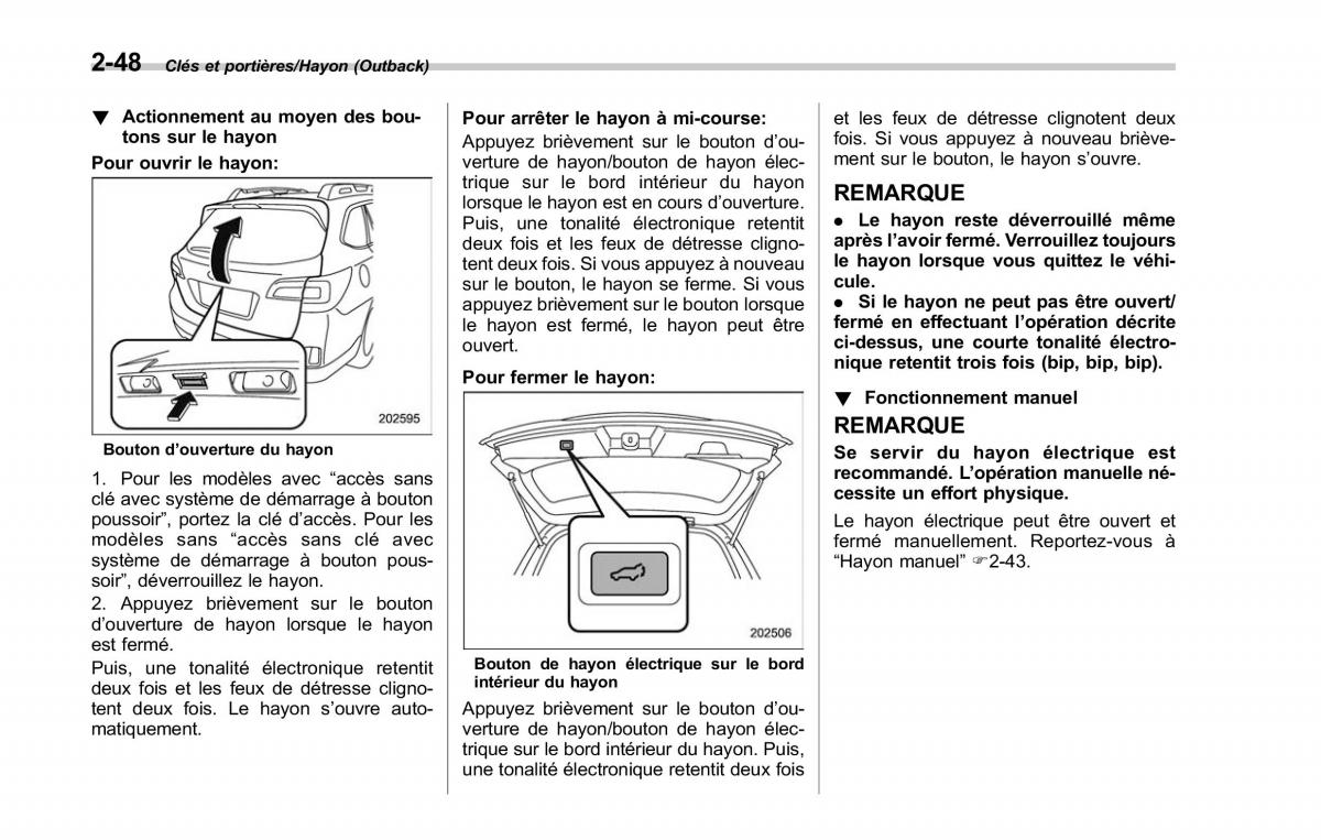 Subaru Outback Legacy V 5 manuel du proprietaire / page 157