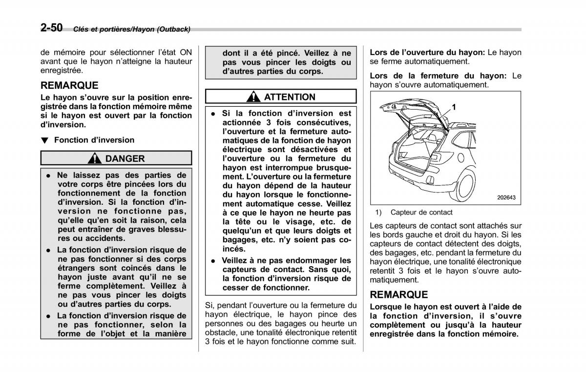 Subaru Outback Legacy V 5 manuel du proprietaire / page 159