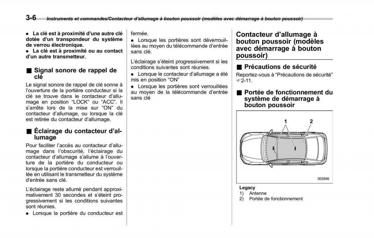 Subaru Outback Legacy V 5 manuel du proprietaire / page 169