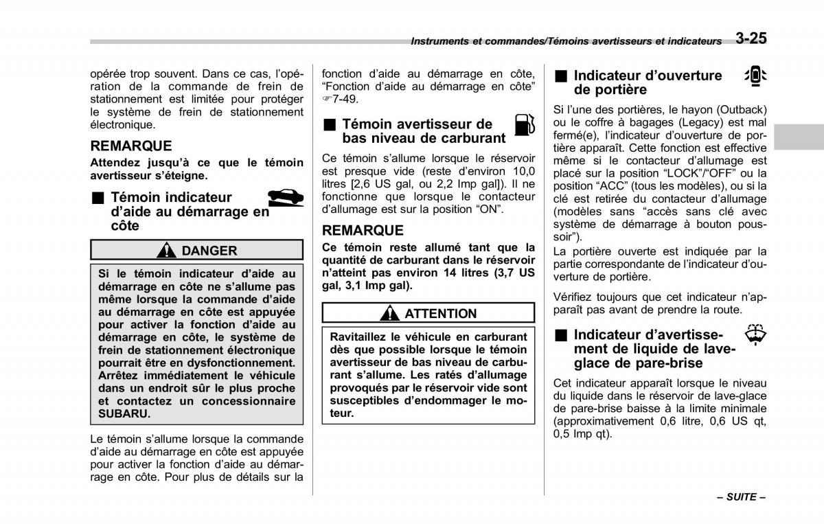 Subaru Outback Legacy V 5 manuel du proprietaire / page 188