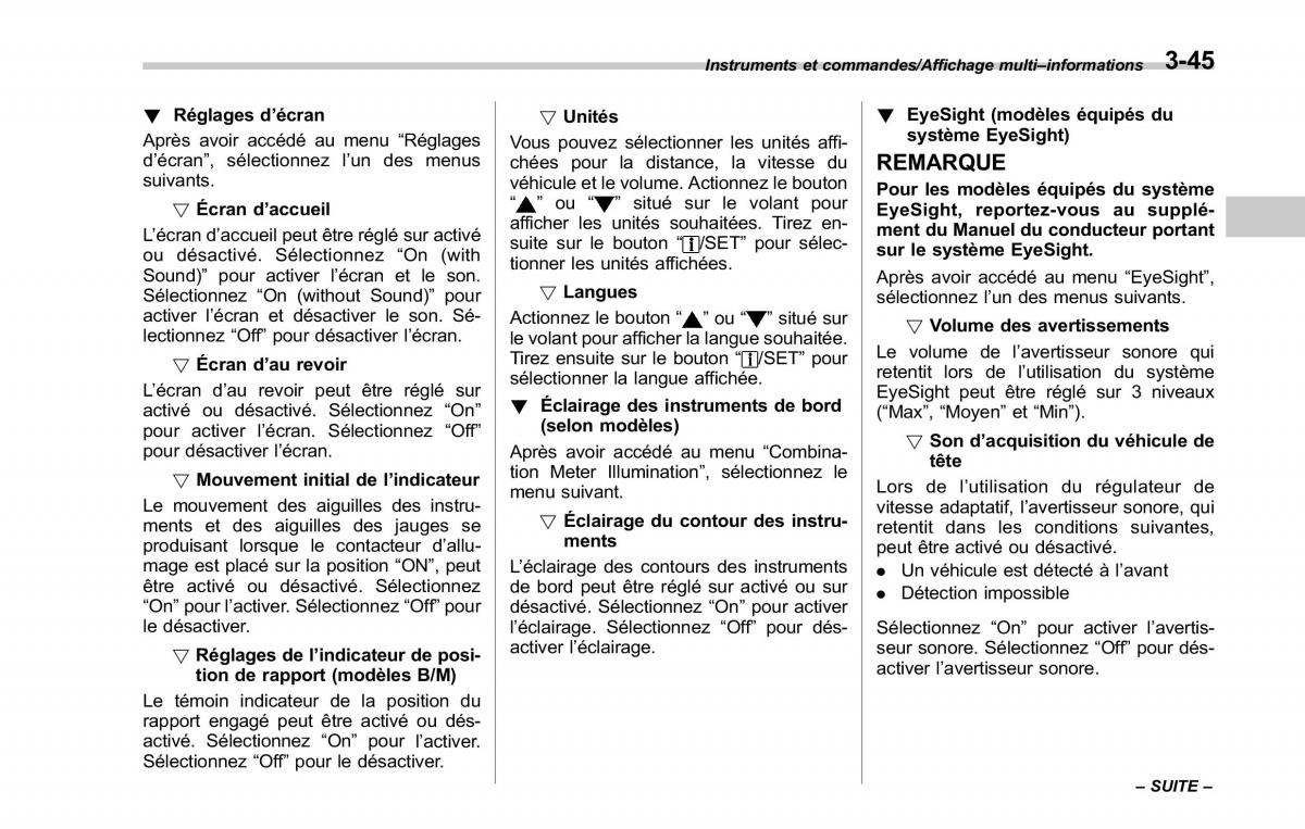 Subaru Outback Legacy V 5 manuel du proprietaire / page 208