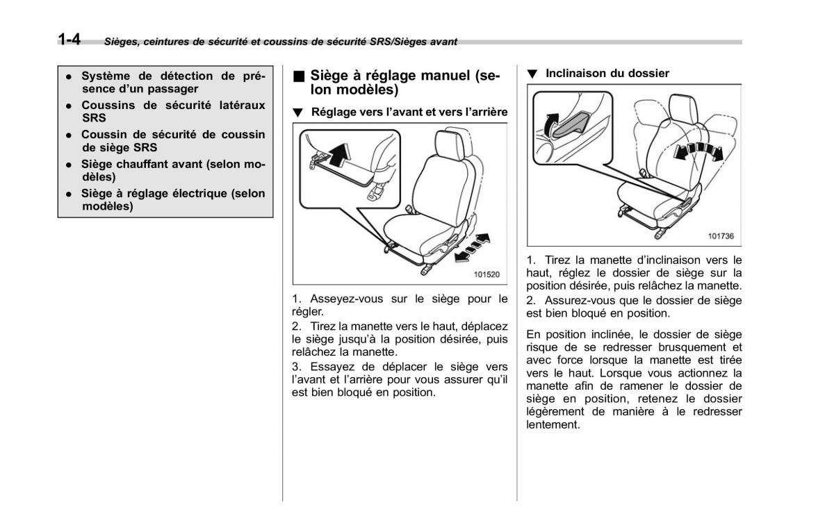 Subaru Outback Legacy V 5 manuel du proprietaire / page 35