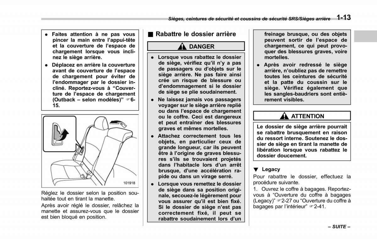 Subaru Outback Legacy V 5 manuel du proprietaire / page 44