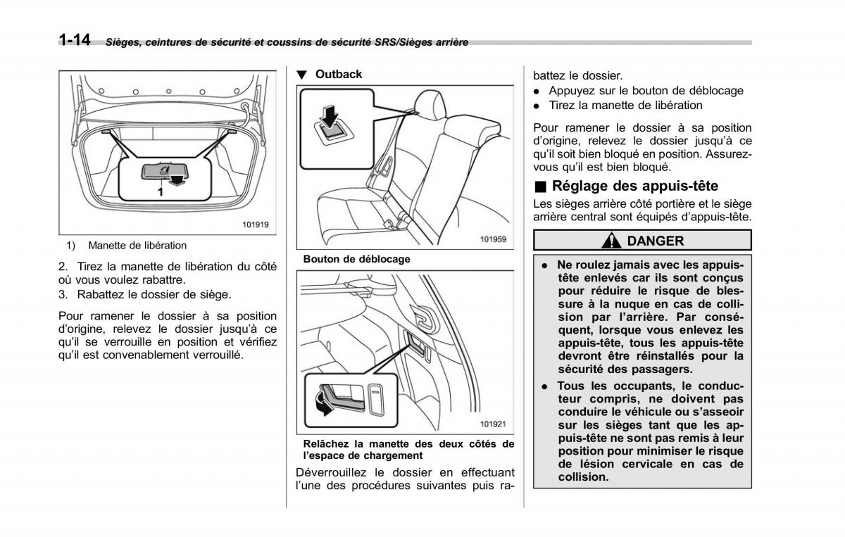 Subaru Outback Legacy V 5 manuel du proprietaire / page 45