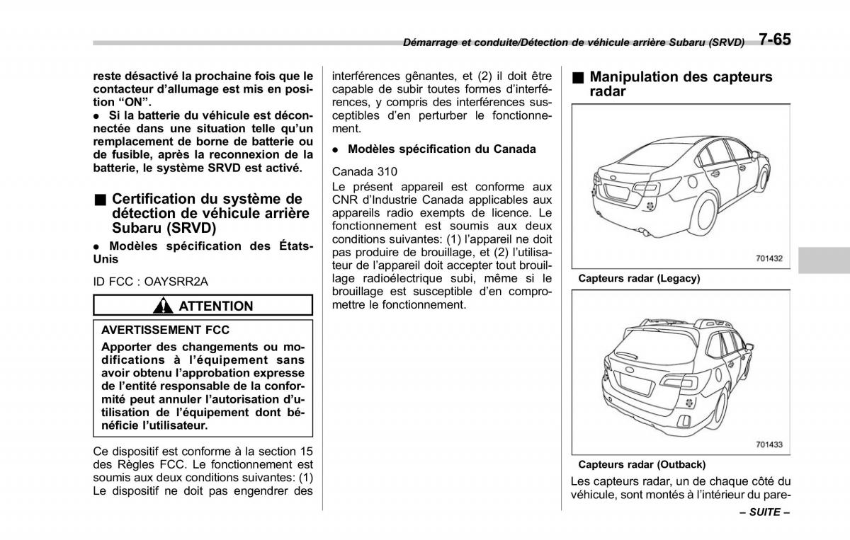 Subaru Outback Legacy V 5 manuel du proprietaire / page 460