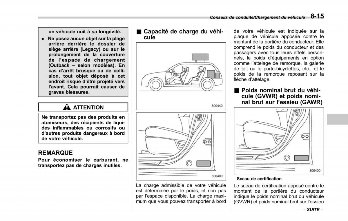 Subaru Outback Legacy V 5 manuel du proprietaire / page 476