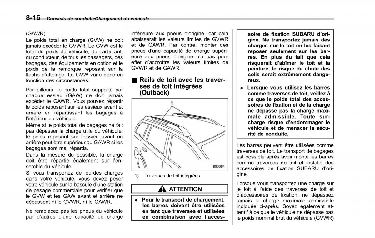 Subaru Outback Legacy V 5 manuel du proprietaire / page 477