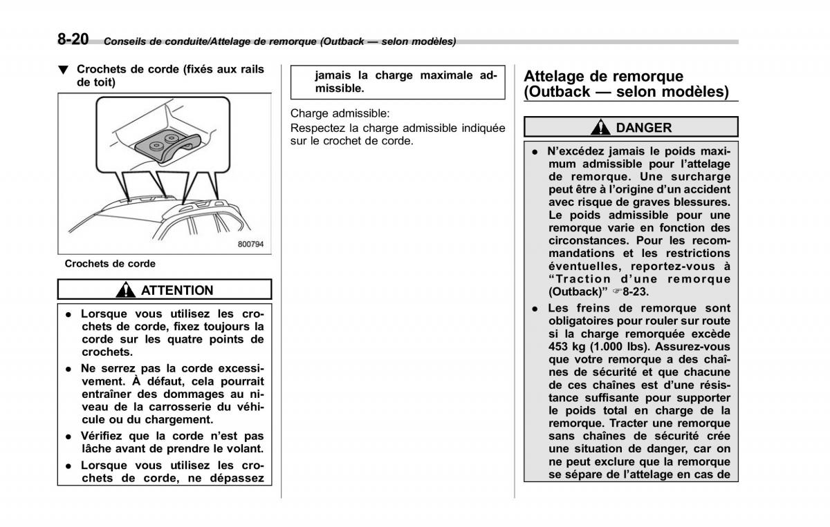 Subaru Outback Legacy V 5 manuel du proprietaire / page 481