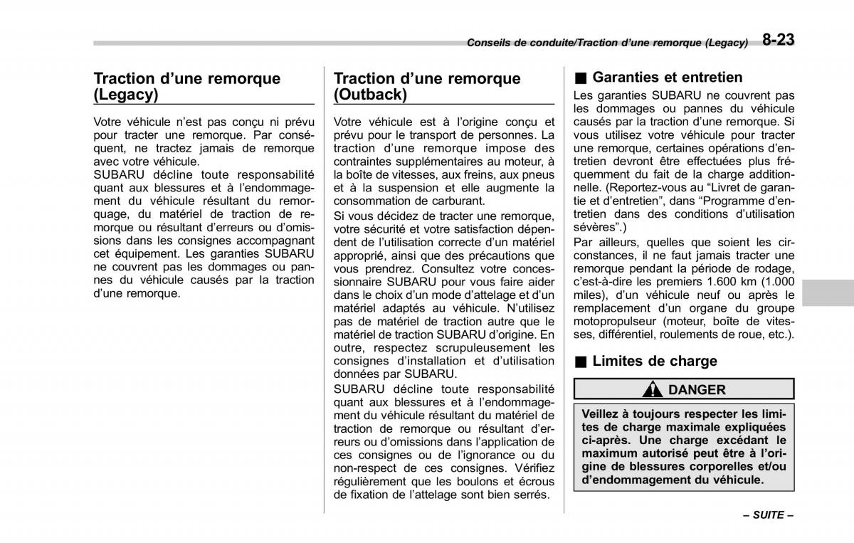 Subaru Outback Legacy V 5 manuel du proprietaire / page 484