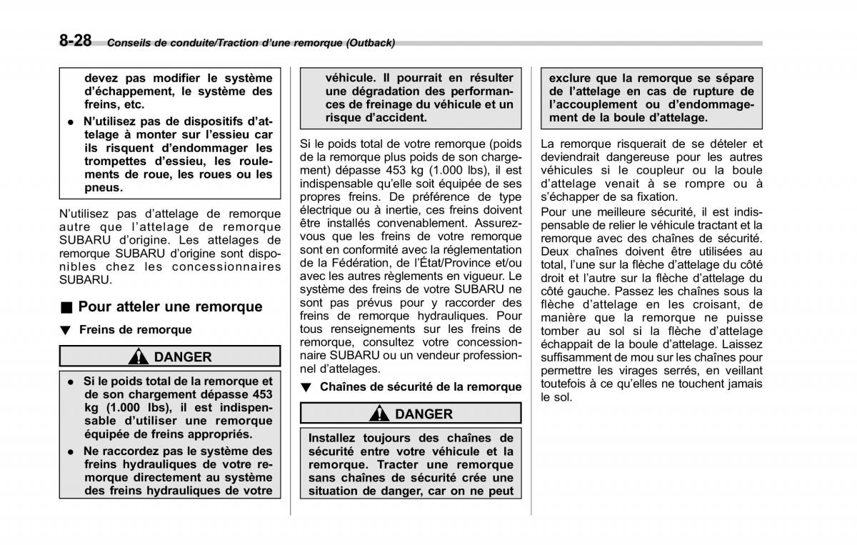 Subaru Outback Legacy V 5 manuel du proprietaire / page 489