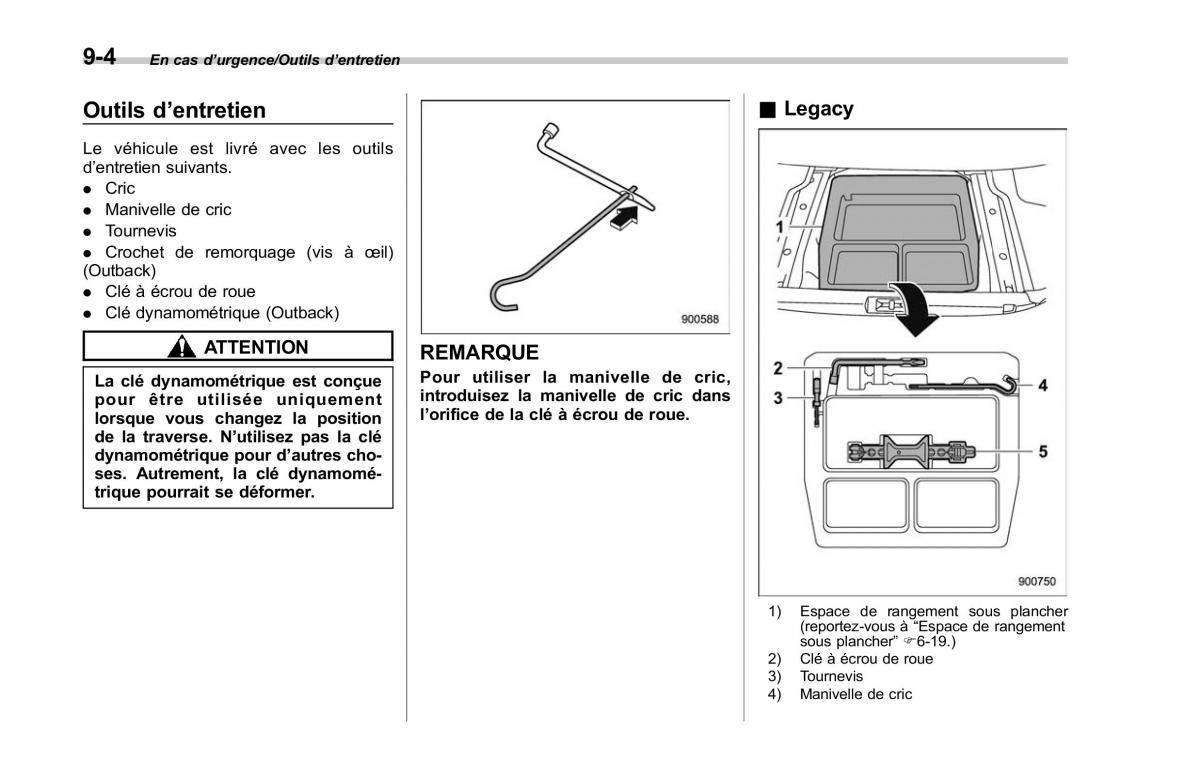 Subaru Outback Legacy V 5 manuel du proprietaire / page 497