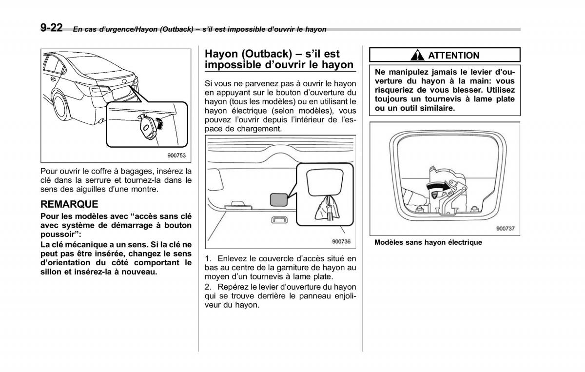 Subaru Outback Legacy V 5 manuel du proprietaire / page 515