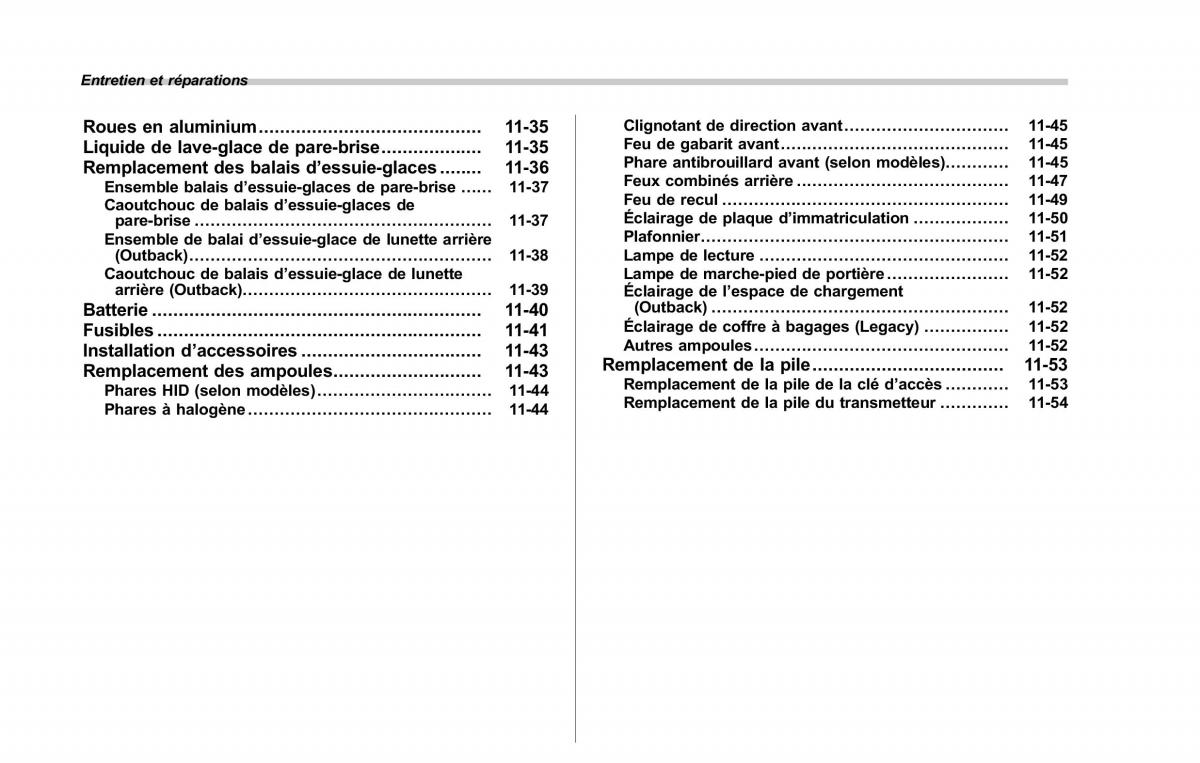 Subaru Outback Legacy V 5 manuel du proprietaire / page 527