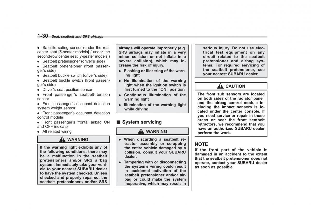 Subaru Tribeca owners manual / page 57