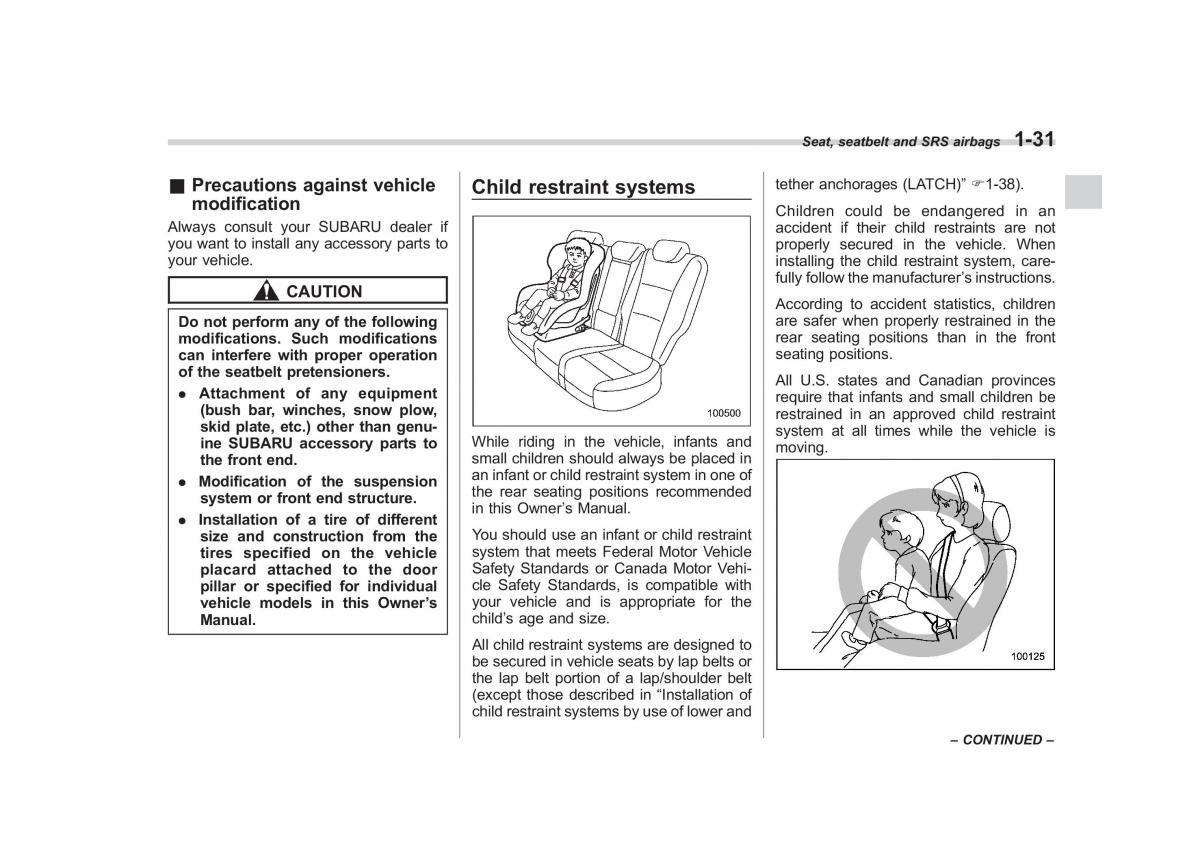 Subaru Tribeca owners manual / page 58