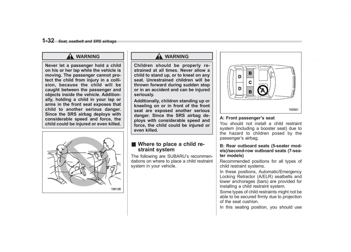 Subaru Tribeca owners manual / page 59