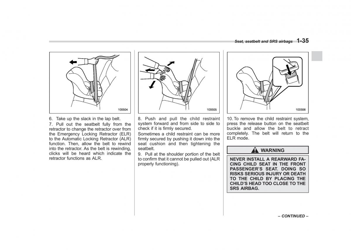 Subaru Tribeca owners manual / page 62