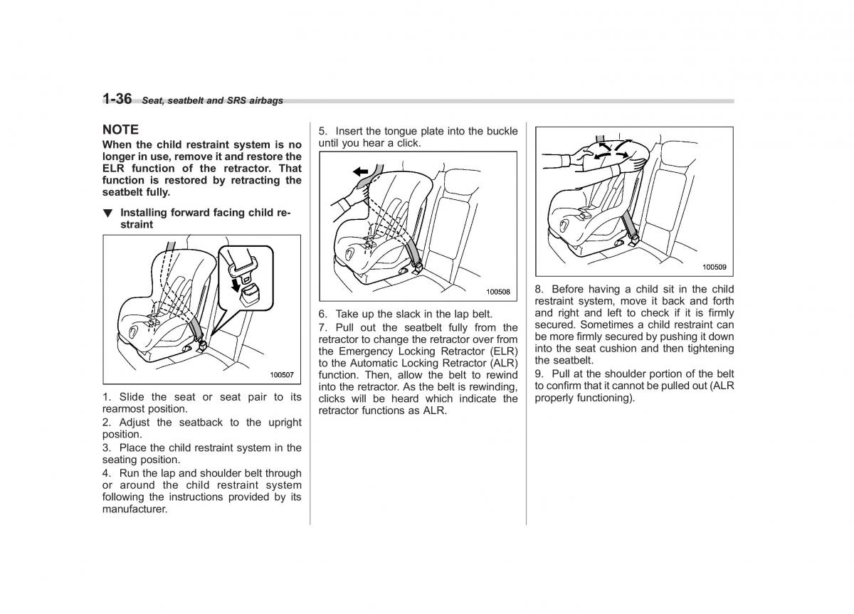 Subaru Tribeca owners manual / page 63