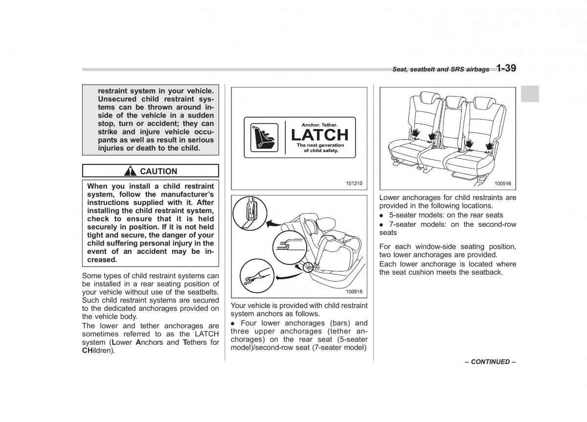 Subaru Tribeca owners manual / page 66