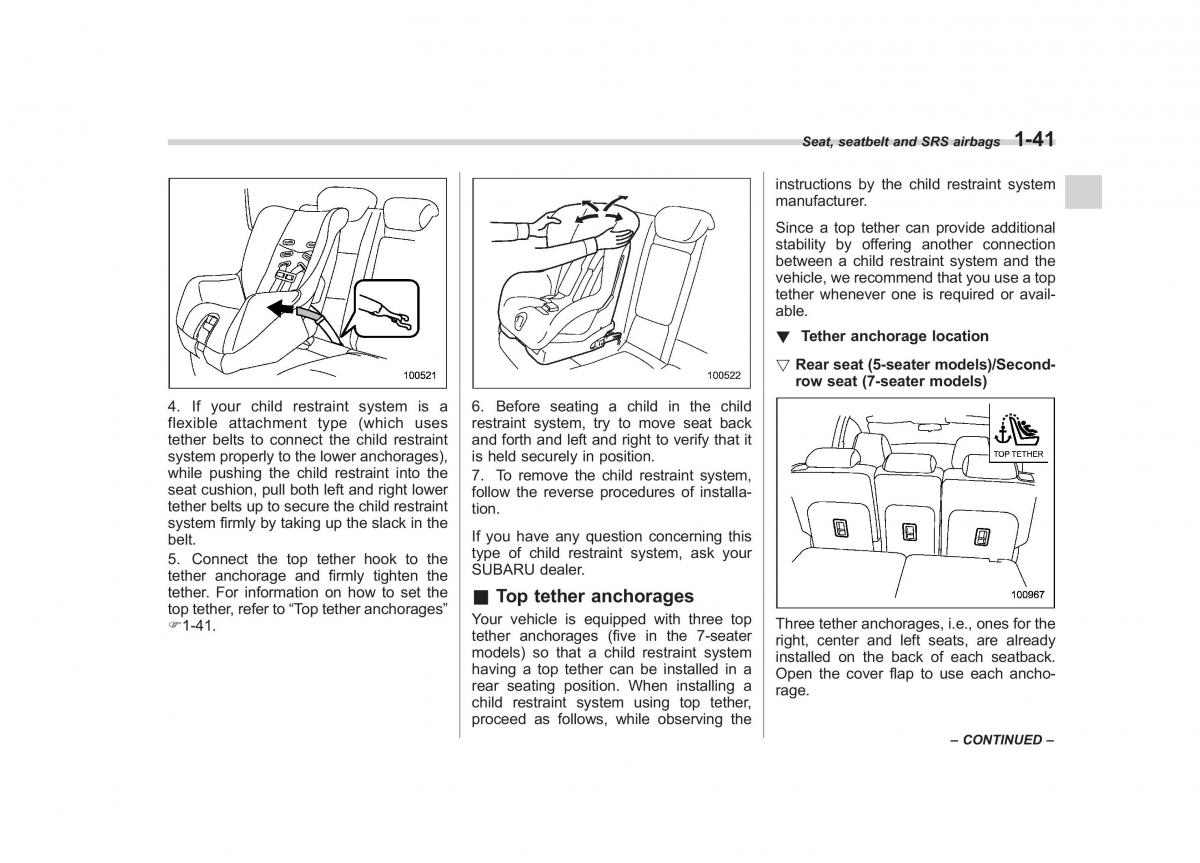 Subaru Tribeca owners manual / page 68