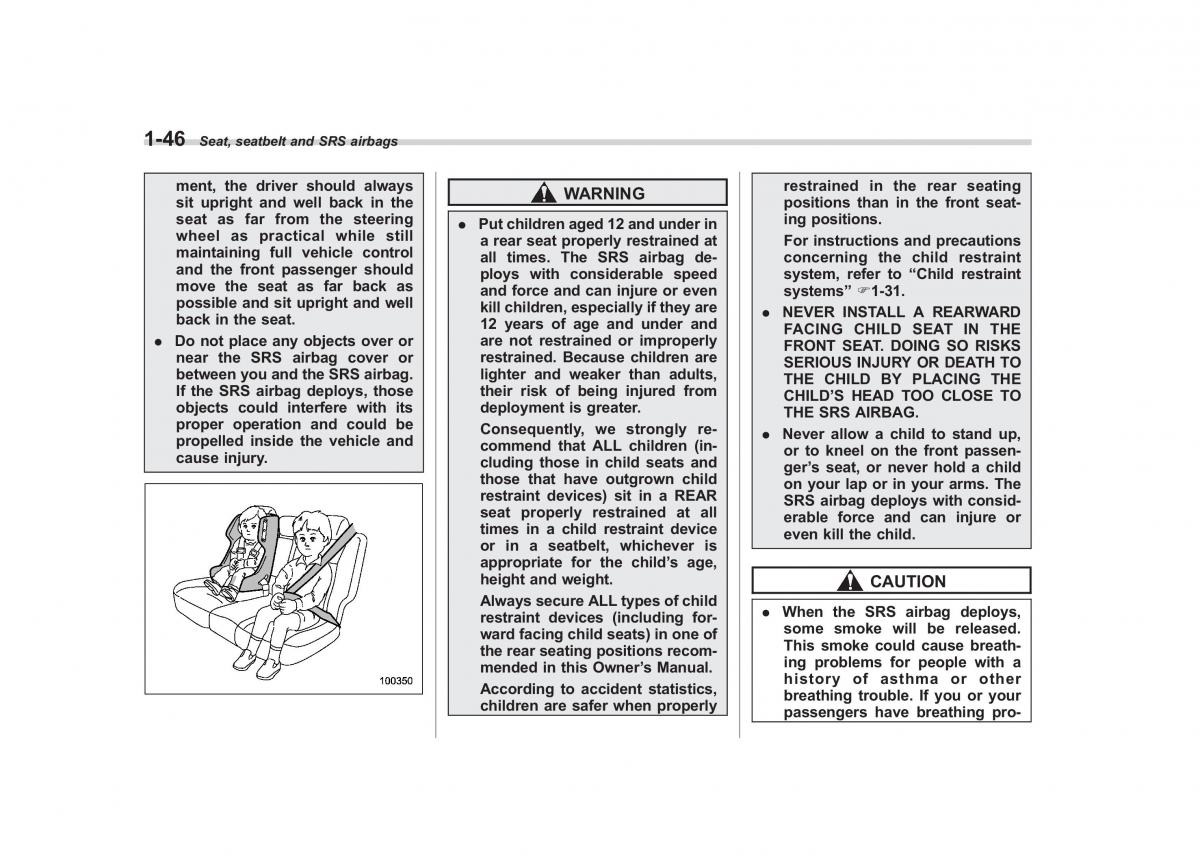 Subaru Tribeca owners manual / page 73