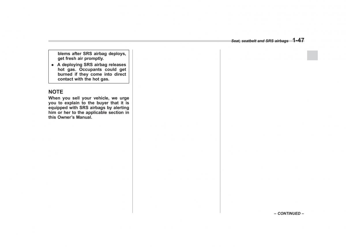 Subaru Tribeca owners manual / page 74