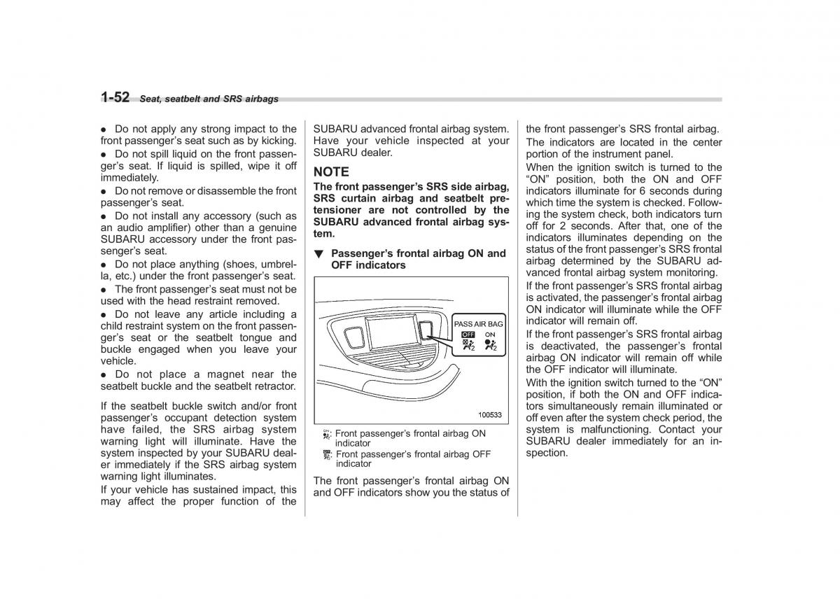 Subaru Tribeca owners manual / page 79