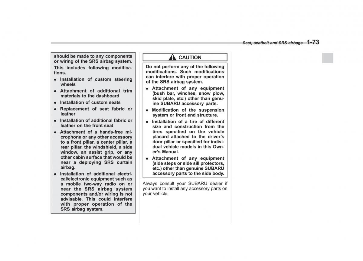 Subaru Tribeca owners manual / page 100