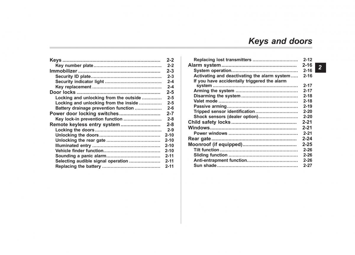 Subaru Tribeca owners manual / page 102