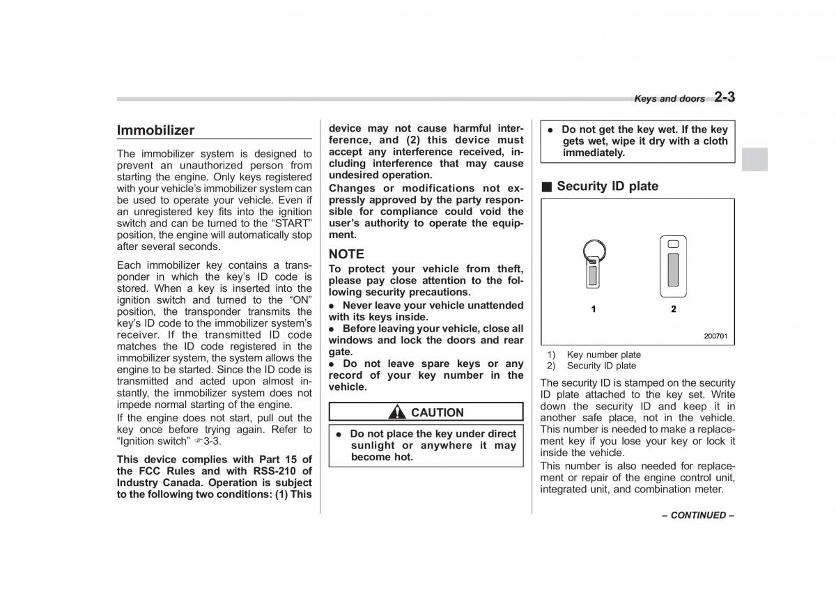 Subaru Tribeca owners manual / page 104