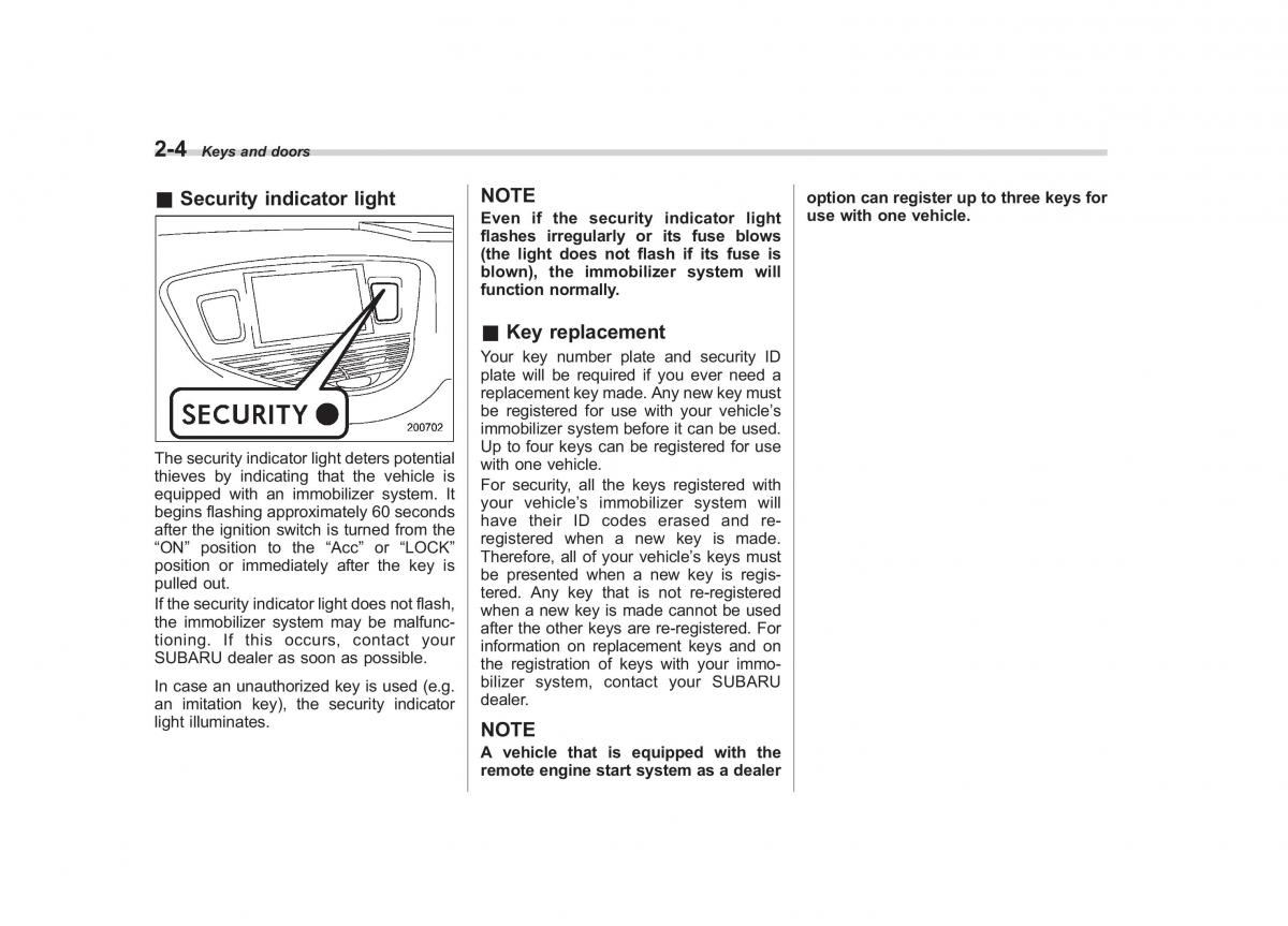 Subaru Tribeca owners manual / page 105