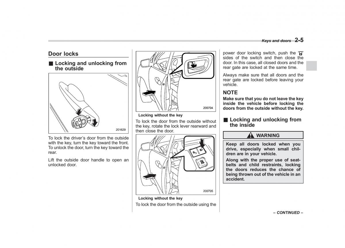 Subaru Tribeca owners manual / page 106